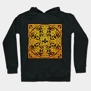 Golden Celtic Knot Mandala on Textured Background Hoodie
